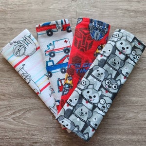 Fun Cloth Napkins for Children, Set of 4 Flannel Napkins
