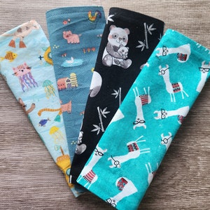 Funny Animal Cloth Napkins for Children, Set of 4 Cotton Napkins