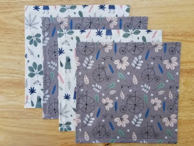 Spring Napkins Bike Napkins Picnic Cloth Napkins Napkins for Kids Children/'s Cloth Napkins Reusable Napkin Cotton Napkins