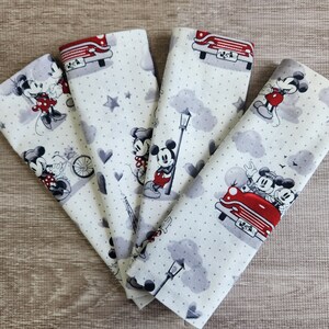 Mickey Mouse Cloth Napkins for Children: Cotton Lunchbox Napkins, Set of 4