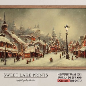 Vintage Winter Village / Christmas Winter Art / Country Snow Wall Decor / Winter Landscape Print / Home Decor PRINTABLE #53