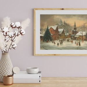 Vintage Winter Village / Christmas Winter Art / Country Snow Wall Decor ...