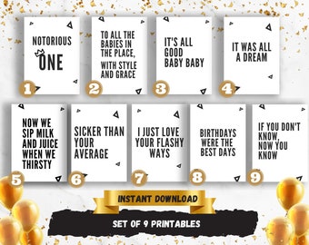 The Big One Notorious BIG Signs Set of 9 Party Printable Decorations