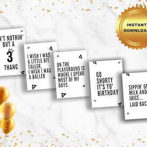 Aint Nothin But a Three Thang Birthday Party Signs Instant Download Party Decorations