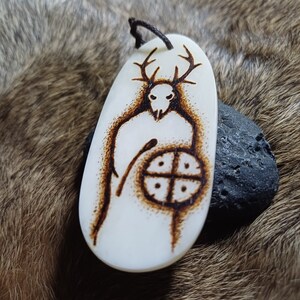 Ancient Shaman Amulet, Bone Pyrography, Nordic Stone Bronze Age Art ...