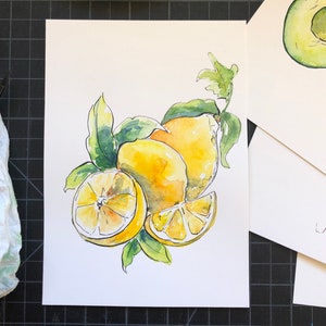 Original Watercolor Lemons Illustration, Watercolor Lemon Painting, Kitchen Wall Art, Fruit Illustration, Fruit Still Life, Original Artwork