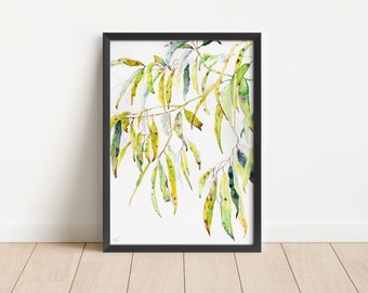 Original Watercolor Eucalyptus Leaves Painting, Watercolor Gum Leavf Artwork, Australian Native Plant Art, Aussie Bush Art, New Home Gift