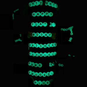 10 GLOW WORDS Kandi Beaded Bracelets - Rave Accessories, Festival Wear - Glow Party, Grab Bag, Gift Bag, Mystery Bag