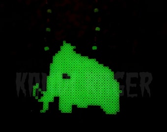 Woolly Mammoth Perler Kandi Necklace - Glow in the Dark, EDM Festival Wear, Rave Accessories, DJ Fandom, Dubstep, Riddim