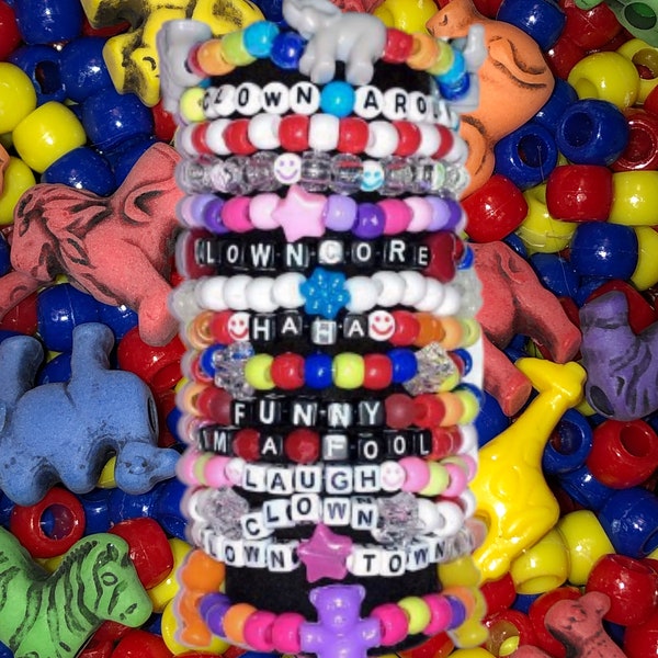 Clowncore Kandi Beaded Bracelets - Set of 10