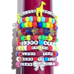 Clowncore Kandi Beaded Bracelets - Set of 10