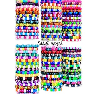 Kandi Stack Bracelets - Assorted Lot, Various Bundle, Party Pack, Grab Bag Mix - Rave Jewelry, Festival Accessories