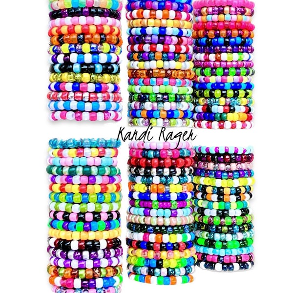 Kandi Stack Bracelets - Ready to Ship - Assorted Lot, Various Bundle, Party Pack, Grab Bag Mix - Rave Jewelry, Festival Accessories