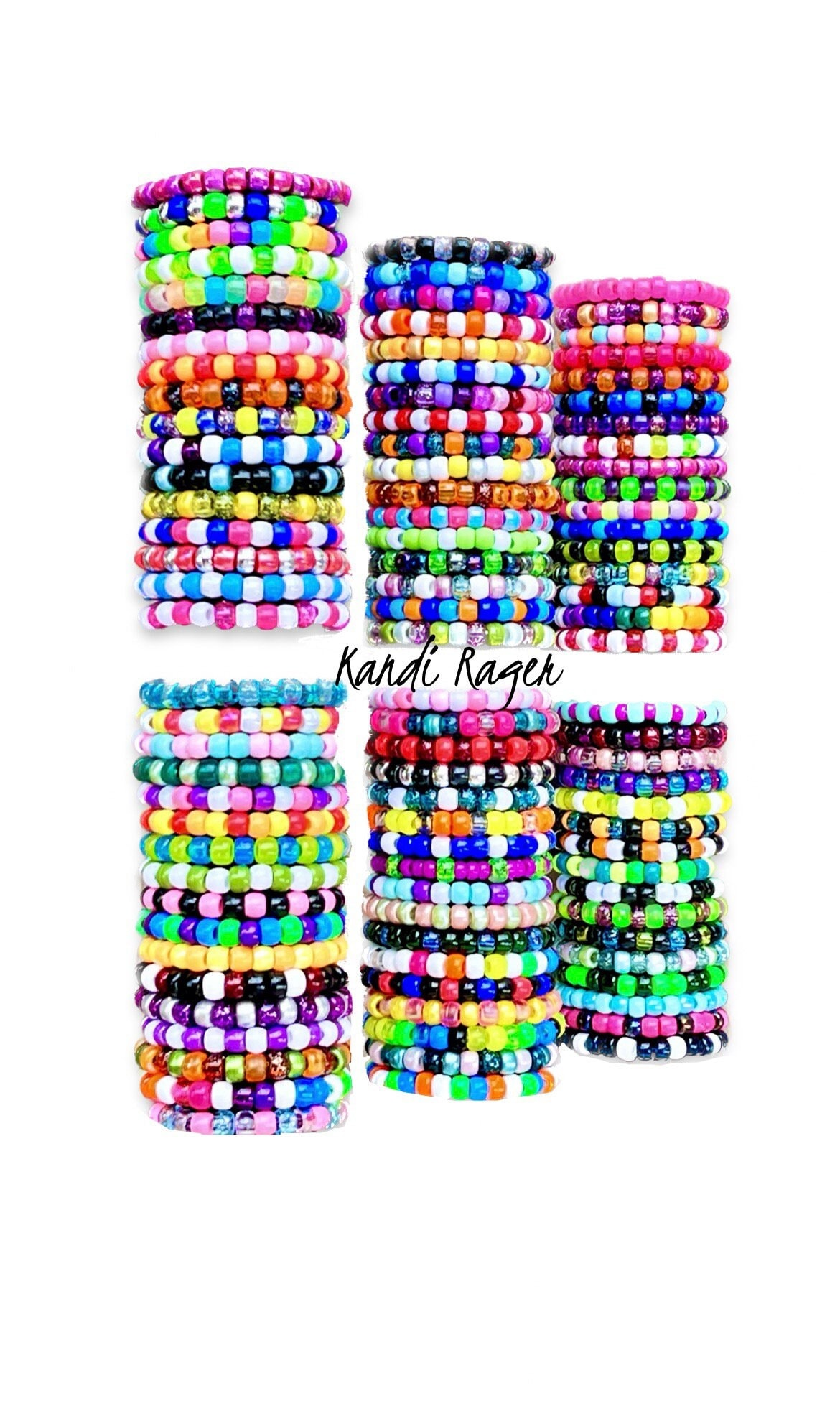 Handmade Kandi Bead Bracelets for Festivals, Parties, Raves, and More! PLUR Fun (12-Pack) (Good Vibes)