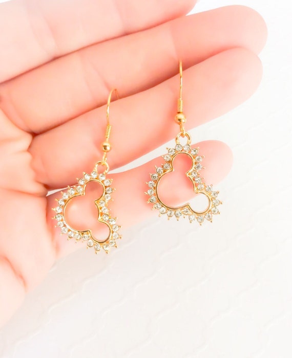 Gold Disney Earrings Disney Wedding Jewelry Gold Mickey Etsy