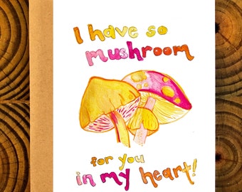 Mushroom Love Card, Valentine's Day Card, Anniversary Card