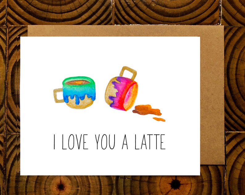 Latte Love Card, Valentine's Day Card, Anniversary Card image 1