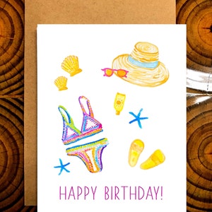 Beach Babe Birthday Card