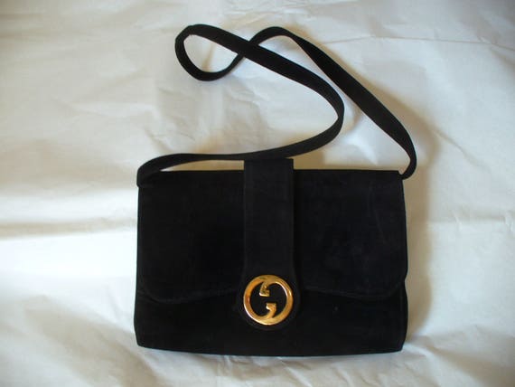 Vintage Gucci Handbag in Black Chamois Leather 