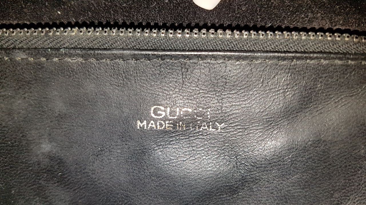 Vintage Gucci Handbag in Black Chamois Leather 