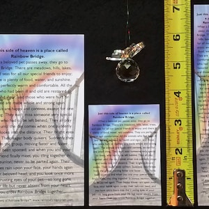 Pet Memorial Set w Reflections of Rainbow Bridge Prism Suncatcher, Bookmark, 4x6 & Wallet Card Poems for Dog Cat Any Pet Loss Sympathy Gift image 9