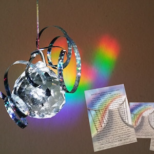 Reflections of Rainbow Bridge Prism Pet Memorial Sun Catcher +Poem on Bookmark, 4x6 & Wallet Card Pet Loss Gift Condolence Story Dog Cat Any