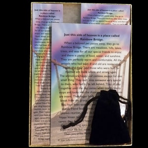 Pet Memorial Set w Reflections of Rainbow Bridge Prism Suncatcher, Bookmark, 4x6 & Wallet Card Poems for Dog Cat Any Pet Loss Sympathy Gift image 3