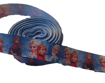 Christmas Frozen Anna Elsa Olaf 1/" 25mm Grosgrain Ribbon