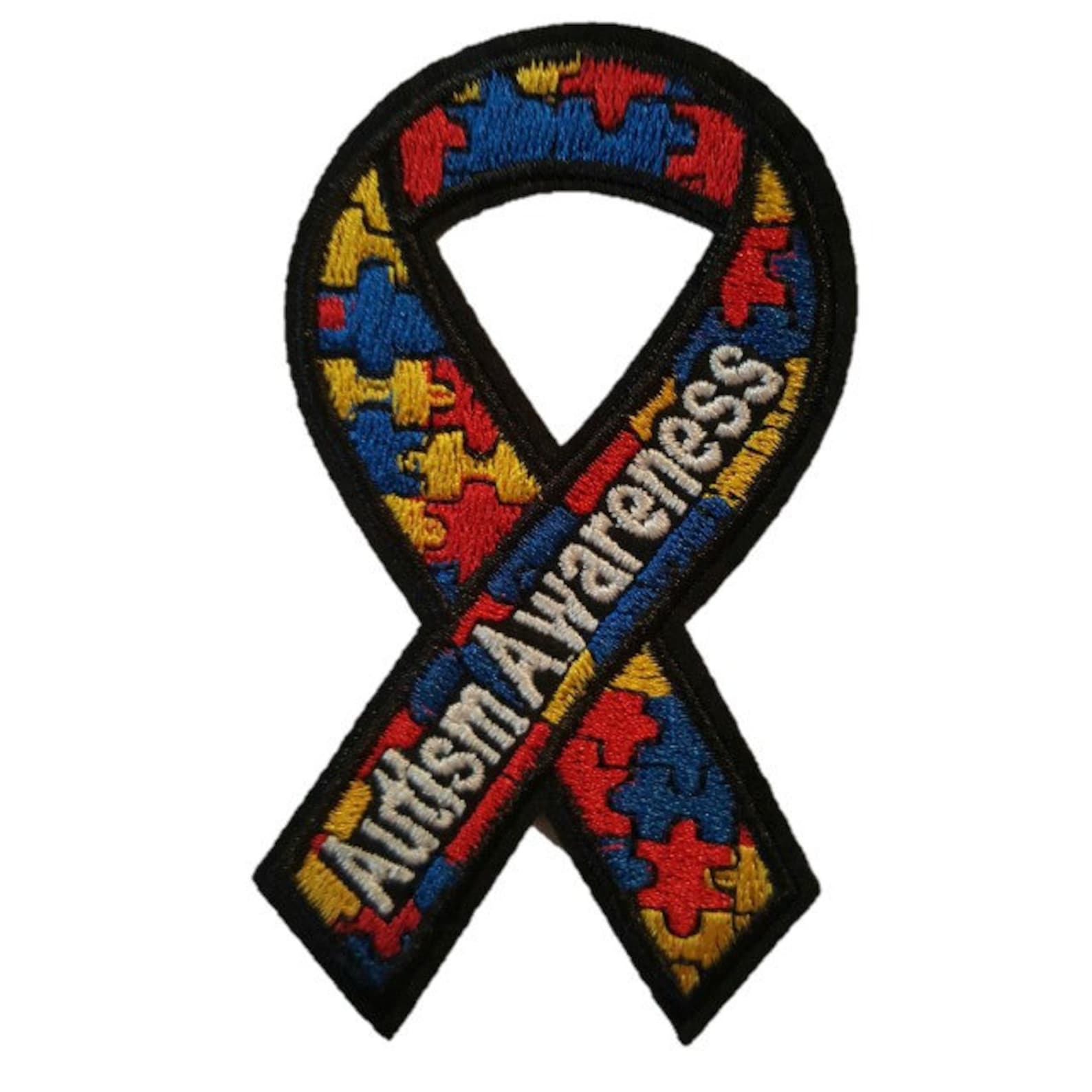 Autism Awareness Ribbon Iron On Patch Sew on Transfer Puzzle Etsy