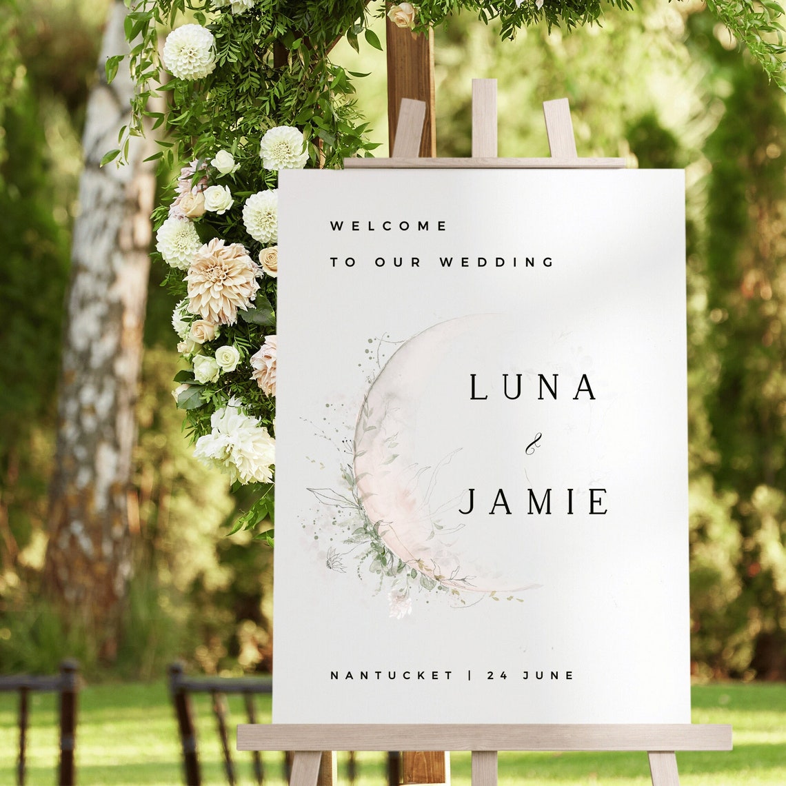 Wedding Welcome Sign, Editable Template Download, Celestial Moon Sign ...
