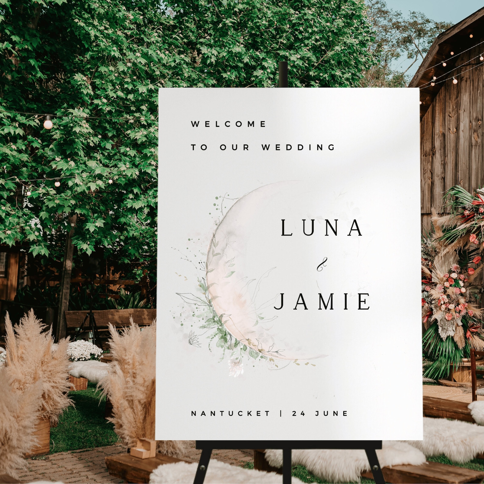 Wedding Welcome Sign, Editable Template Download, Celestial Moon Sign ...