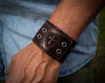 Leather Biker Cuff Etsy