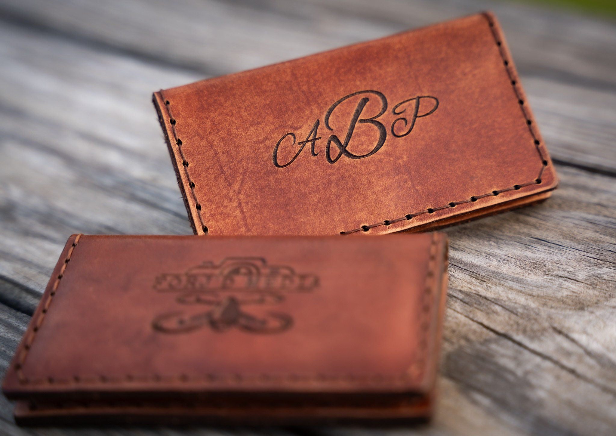 Personalized leather business card holder discount