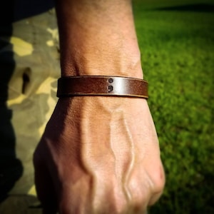 Custom engraved leather bracelet | Semi colon bracelet.