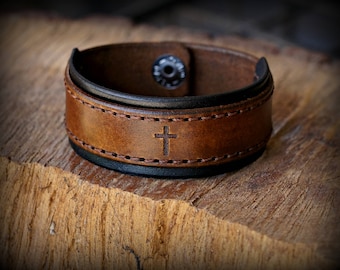 Personalised Antiqued Leather Monogram Bracelet 