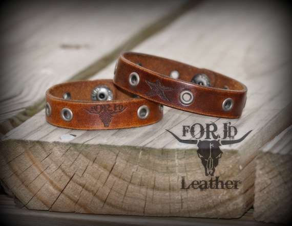 Men's Leather Bracelet with Custom name charms. — Jennywear Jewelry