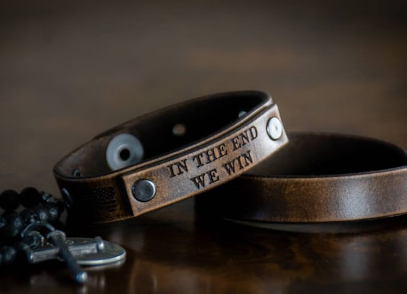 In The End We Win Leather Bracelet