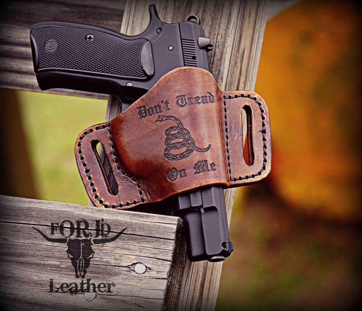 Leather Holster, Western Style Holster, Don't Tread On Me, Holster