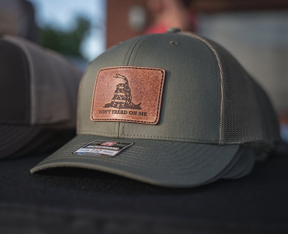 Don't Tread On Me leather patch hat, Richardson Hat,  Leather Patch Hat,  Father's Day Gift, Trucker Hat