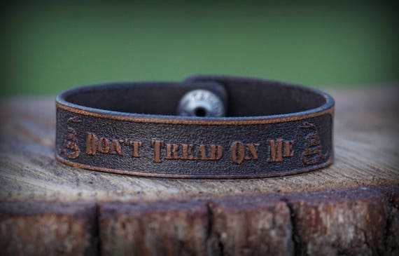 Genuine Leather Bracelet, Don't Tread on Me