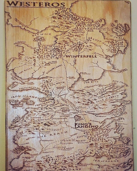Engraved Map,  Map of Westeros,  Game of Thrones Map.