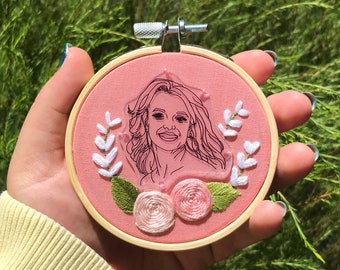 Britney Spears Floral Hoop | 3" Round Embroidery Hoop Art