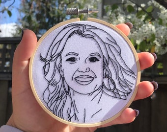 Britney Spears | Little Line Art Portrait | 4" Embroidery Hoop