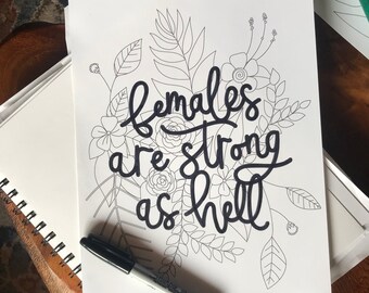 Las mujeres son muy fuertes / Página para colorear descargable
