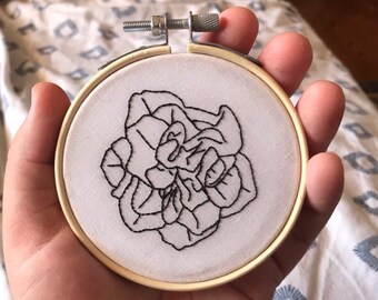 Tiny Carnation Embroidery | 3" Wooden Embroidery Hoop Wall Decor