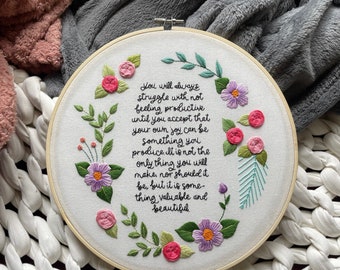 10” Embroidery | Hank Green Quote | Mental Health Quote