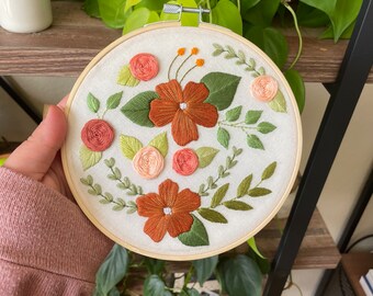 Autumnal Floral Hoop | 6” Embroidery Hoop