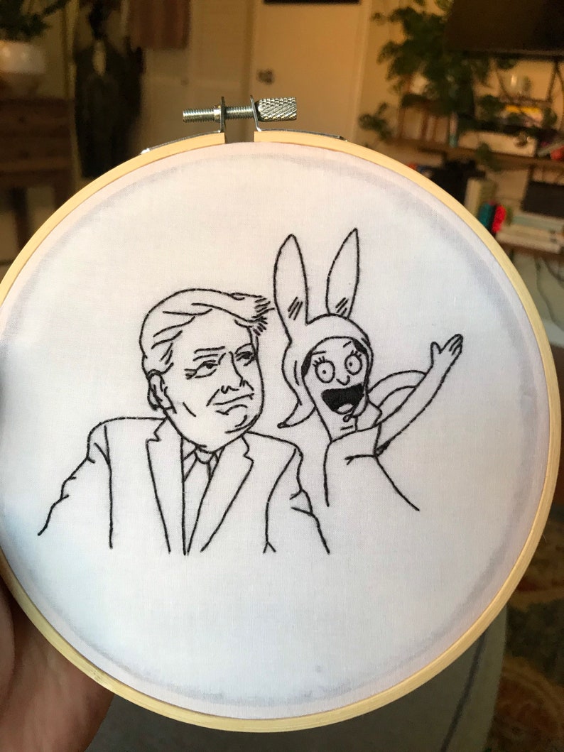 6Round Embroidery Art F*** Donald Trump Bobs Burgers Louise Belcher