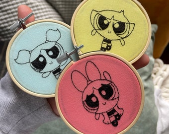 Power Puff Girls | Set of 3, 3” Embroidery Hoops