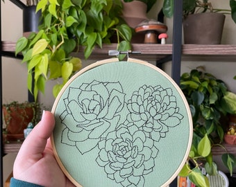 Succulent Love | 6” Embroidery Hoop Wall Art